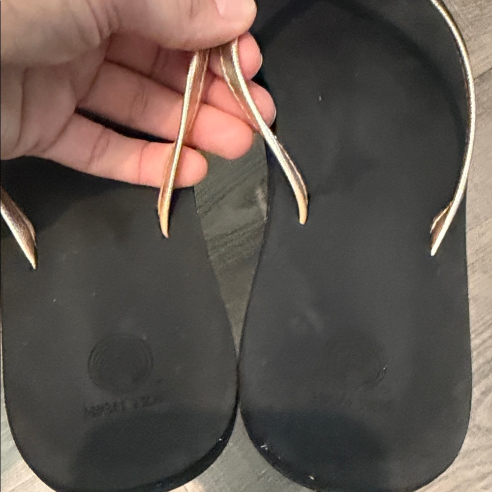 High tide Black Flip Flop Sandals with Metallic Straps - Picture 3 of 7